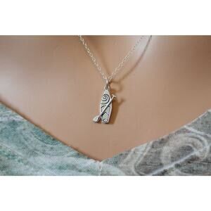Sterling Silver Stand Up Paddle Board Charm Necklace, Stand Up Paddle Necklace